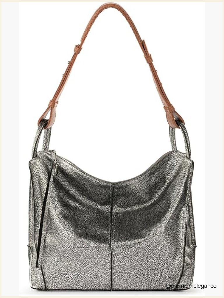 Large Hobo Leather Purse With Zipper Pocket - Everyday & Travel Bag